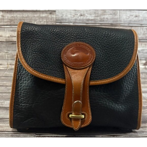 Dooney & Bourke Handbags - Dooney & Bourke All-Weather Leather Essex Crossbody Bag Black Vintage 90s USA